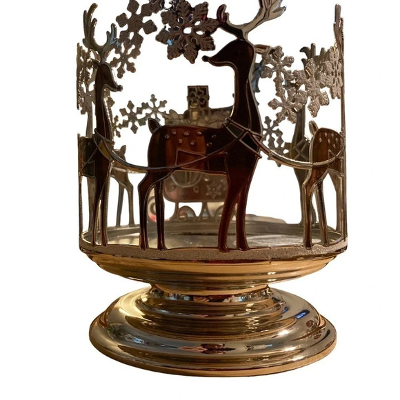 BATH & BODY WORKS Christmas Reindeer Pedestal 3-Wick Candle Holder! Retired NWT - Picture 3 of 6